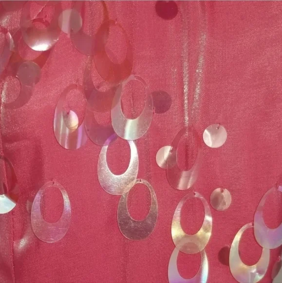Nadine Dress Vintage 90s Loop & Round Sequins Marilyn Monroe Pink Size 7 - Picture 7 of 10
